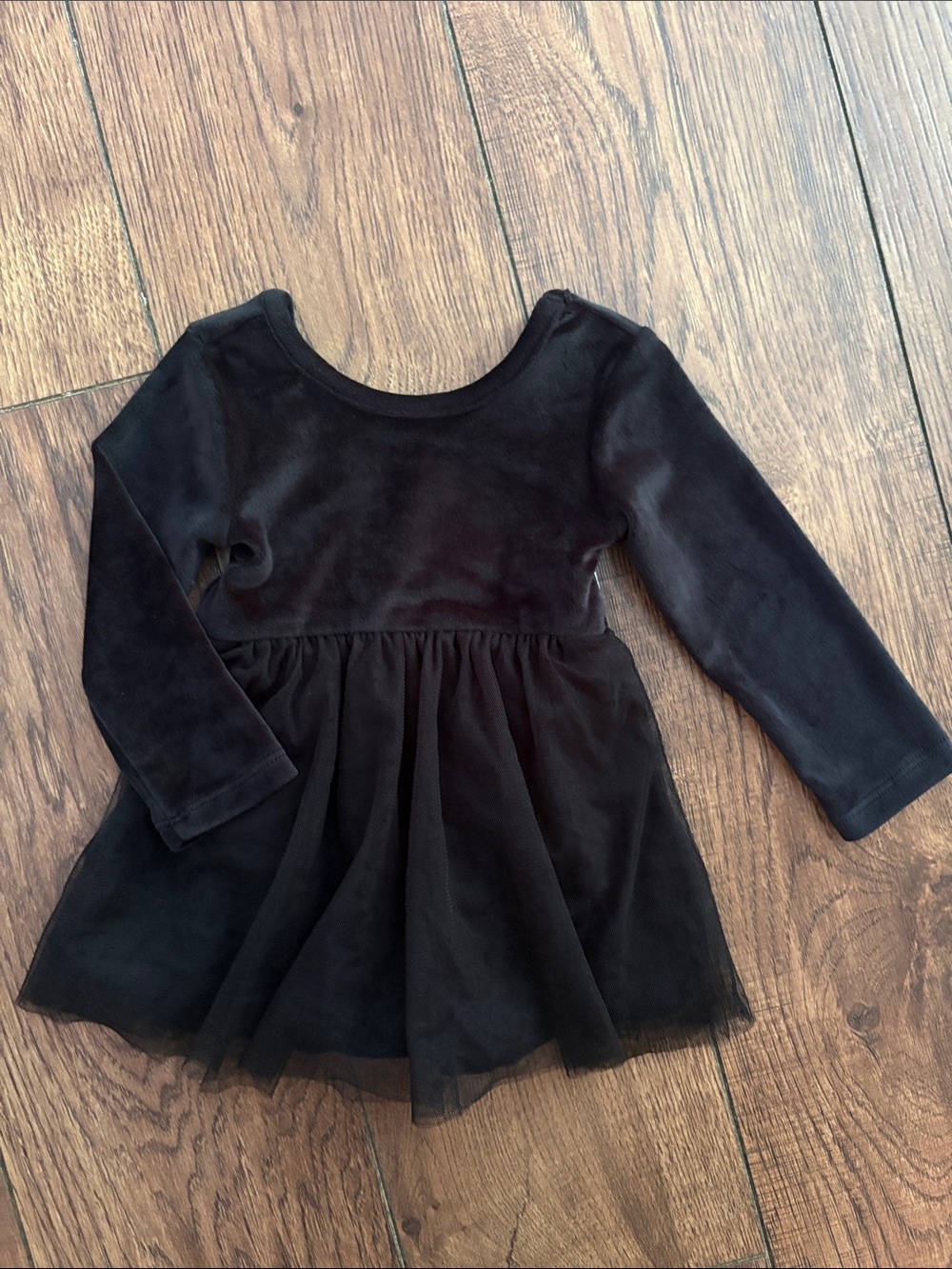 Posh Peanut Black Velour Tulle Bodysuit Dress